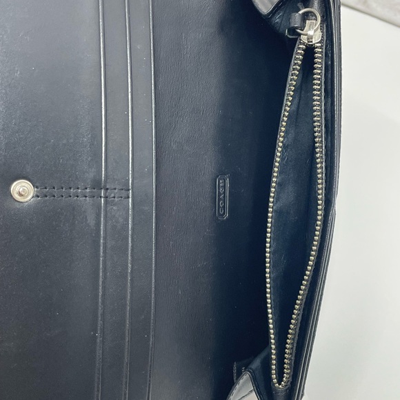 Coach Black Signature Jacquard Logo Monogram Fabric Wallet Bifold Trifold - Picture 6 of 8